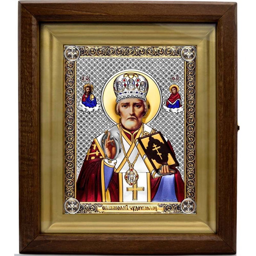 Николай Чудотворец. Икона в серебряном окладе.