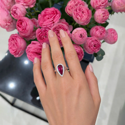 Кольцо с Рубеллитом и Бриллиантами, Эмаль, R0143-21/1