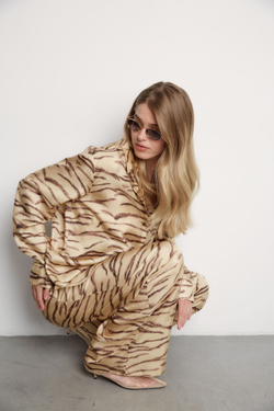 Рубашка из шелка Стелла Маккартни бежевый/коричневый