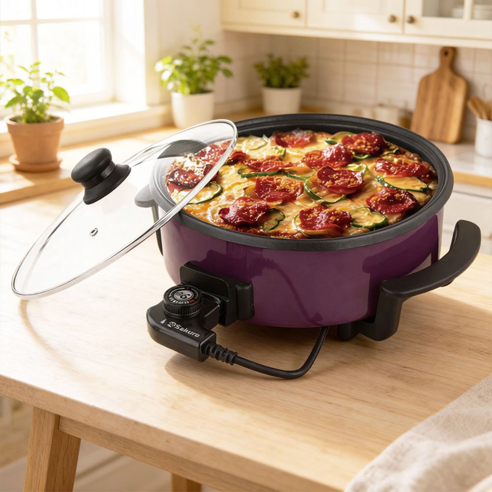 Сковорода электрическая 32см 1500Вт, цвет фиолетовый, SA-7712V