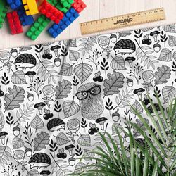 Ткань муслин совы и ежи