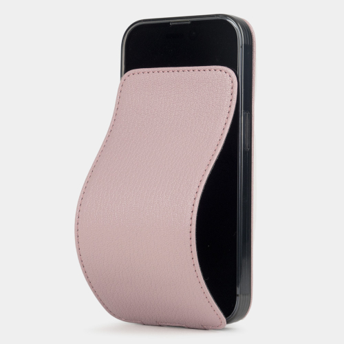 Чехол для iPhone 15 Pro из кожи козы, пудрового цвета