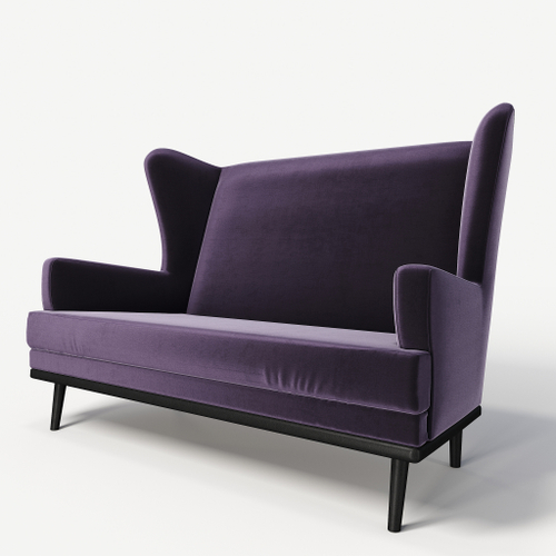 Диван с ушами на высоких ножках Фантазёр Z-11 (Фиолетовый) для гостиной, кафе, ресторана, салона красоты и прихожей.