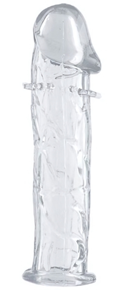 Гладкая прозрачная насадка с усиками под головкой - 12,5 см. (Цвет: прозрачный)