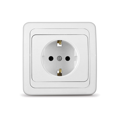 Розетка для скрытой проводки, одинарная, 16А, с/з белая, В0028(G-B0028), (шт.)