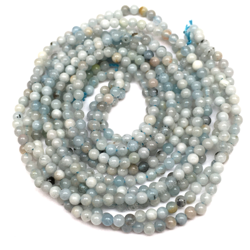 Аквамарин 2 мм, бусины - шарики (нить 39 см)