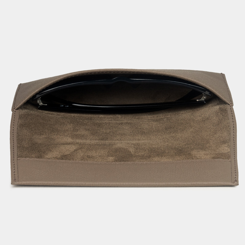 Футляр для очков Lentille из кожи сафьяно, бежевого цвета