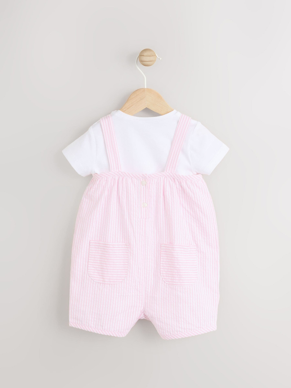 Боди с коротким рукавом и комбинезон в комлекте для малышей Next AA8-188, Белый, Розовый