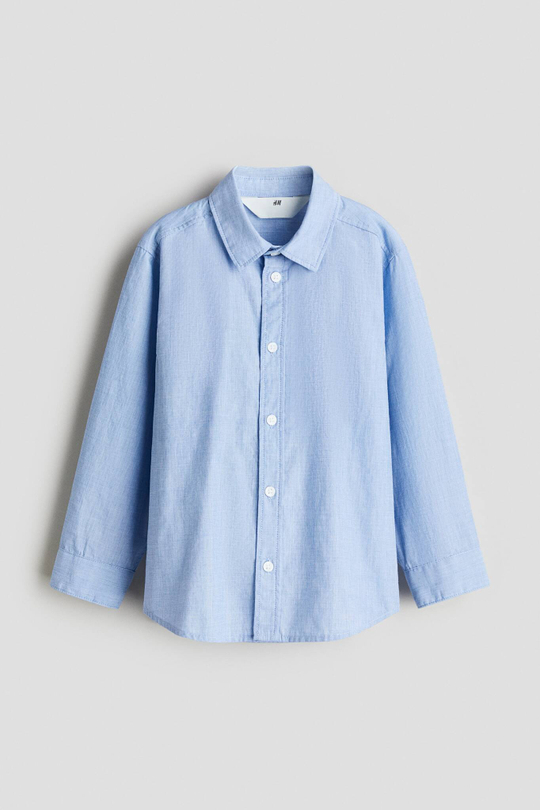 H&M Хлопковая рубашка, светло-голубой