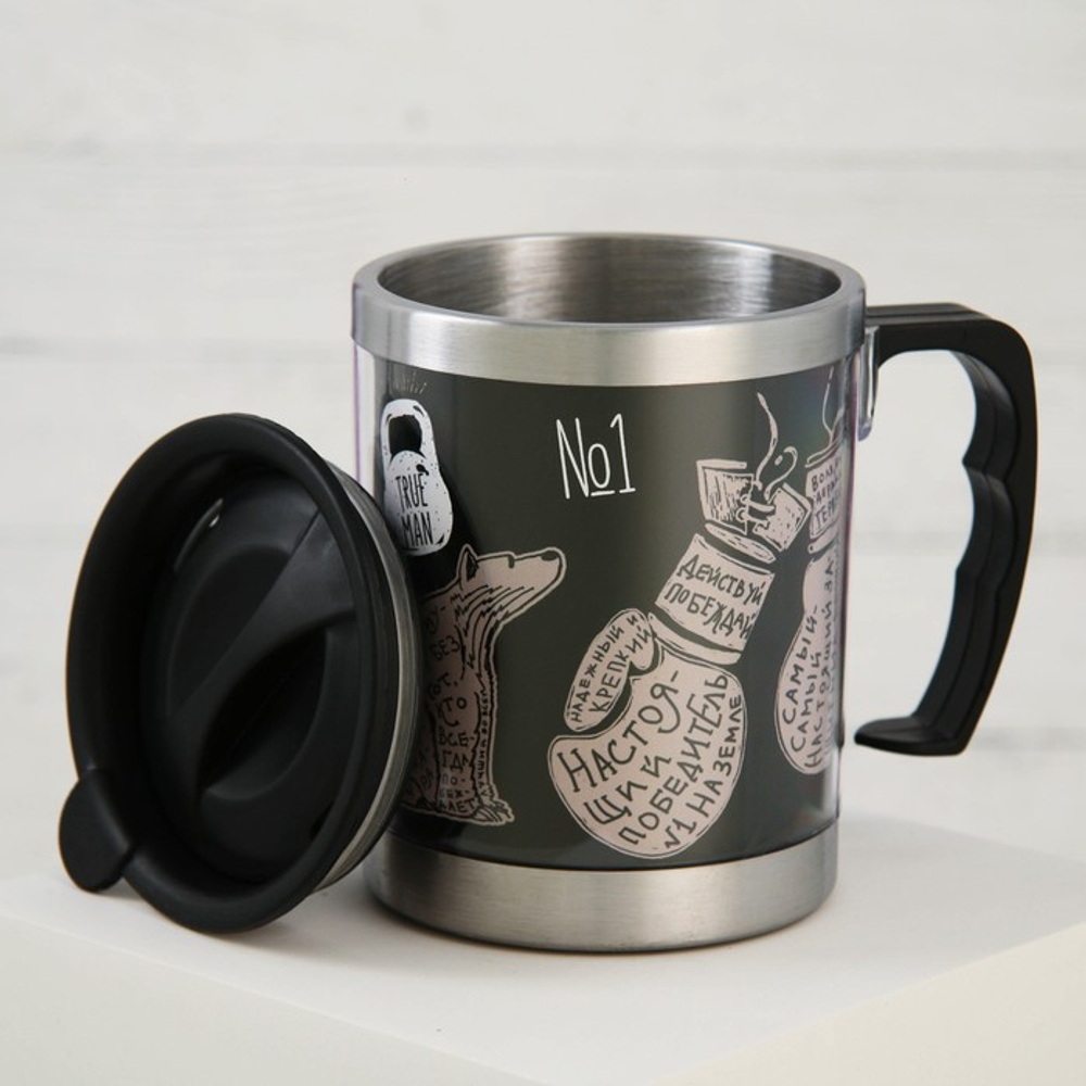 Термокружка «Крепкий чай настоящего мужика»: 400 мл, сохраняет тепло 2 ч
