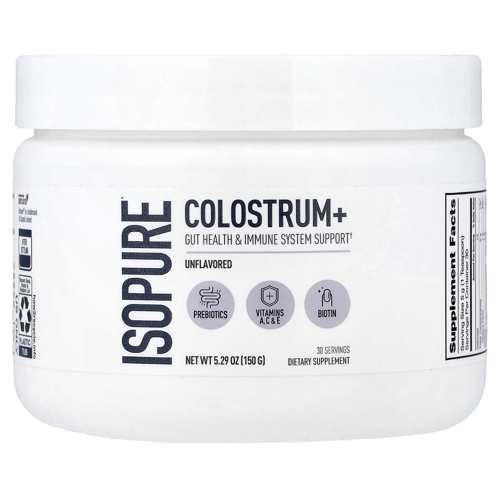 Isopure, Colostrum+, молозиво, без добавок, 150 г (5,29 унции)