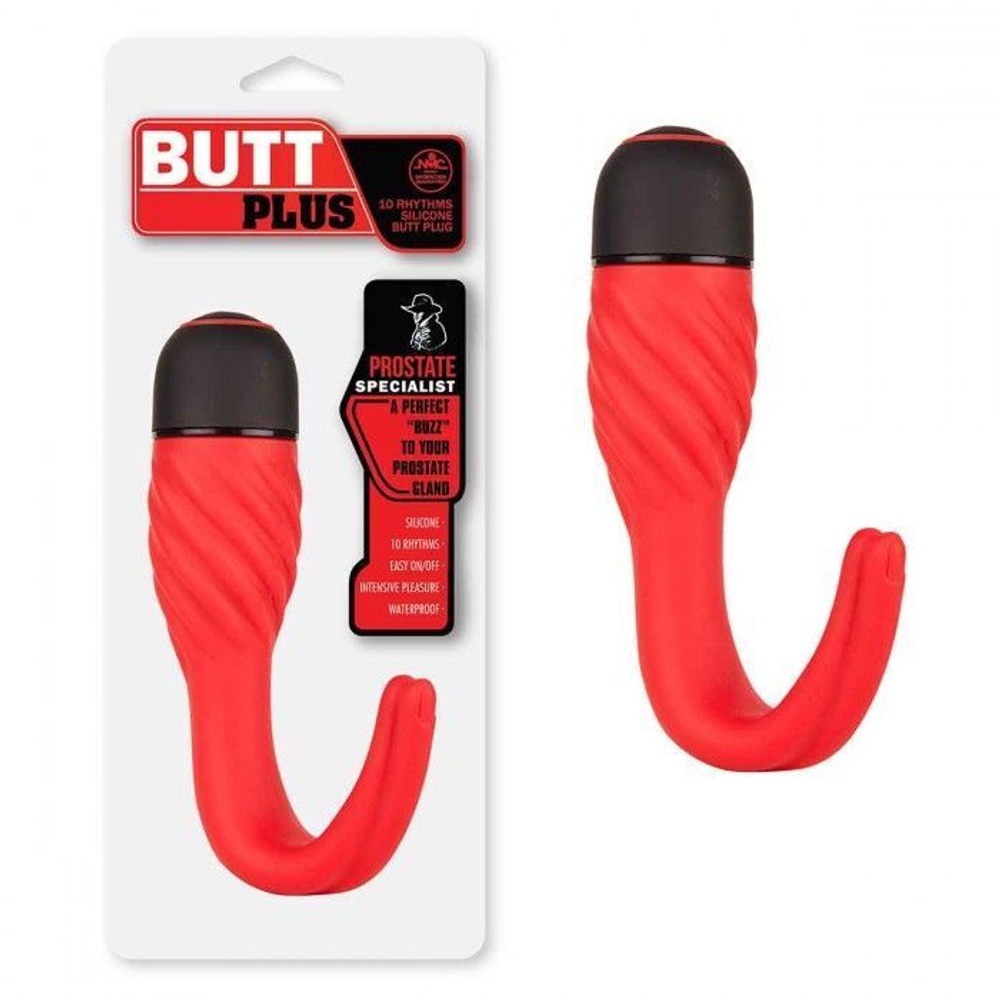 Красный силиконовый вибростимулятор простаты с 10 режимами (Цвет: красный)