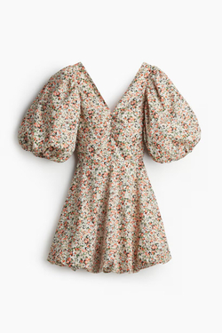 H&M Пышное платье на шнуровке сзади, светло-розовый