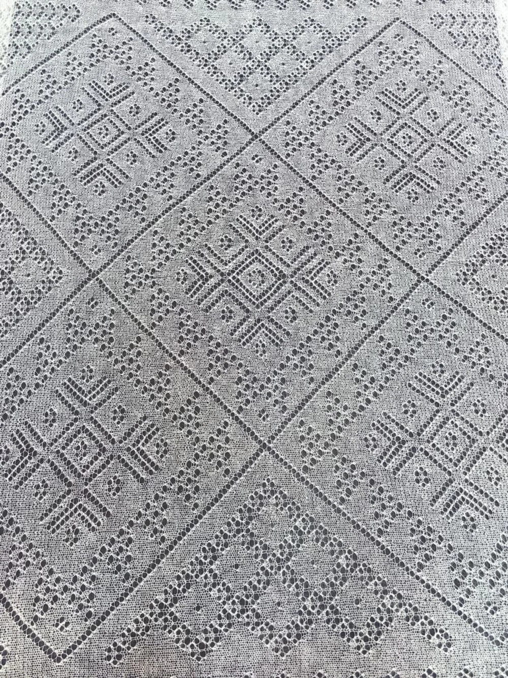 Оренбургский пуховый платок-паутинка А160-01 белый отбеленный