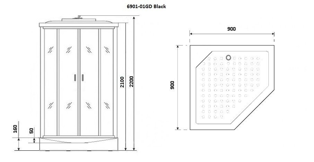 Душевая кабина Niagara Premium NG-6901-01GD BLACK