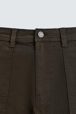 ZARA БРЮКИ КАРГО RELAXED FIT, КОРИЧНЕВЫЙ