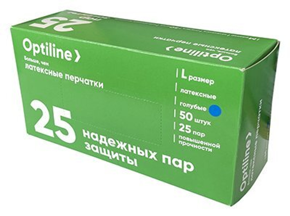 Перчатки латексные High Risk Optiline, размер L, 18 г, 50 штук