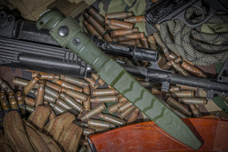 Нож Kizlyar Supreme VECTOR AUS-8 TW OKH PS (TacWash, Oliva Kraton Handle, Polyamide Sheath)
