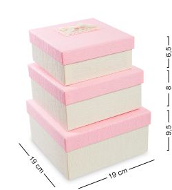 WF-30-B Набор коробок из 3шт «Прямоугольник» цв.крем./розов.