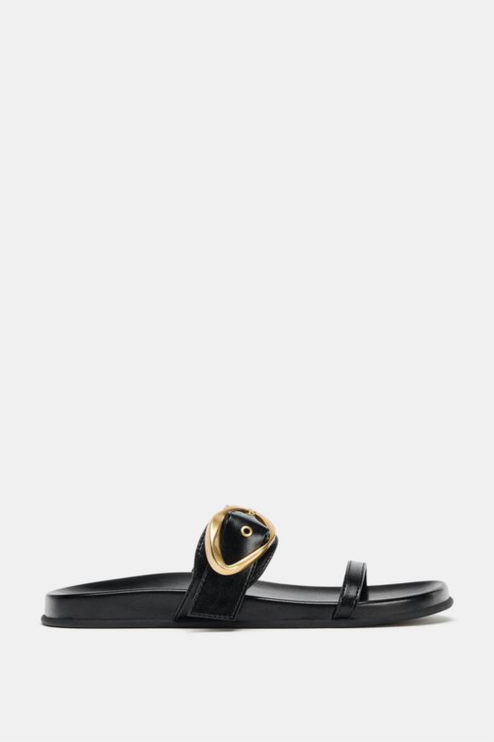ZARA САНДАЛИИ С ДВУМЯ РЕМЕШКАМИ И ПРЯЖКОЙ, ЧЕРНЫЙ