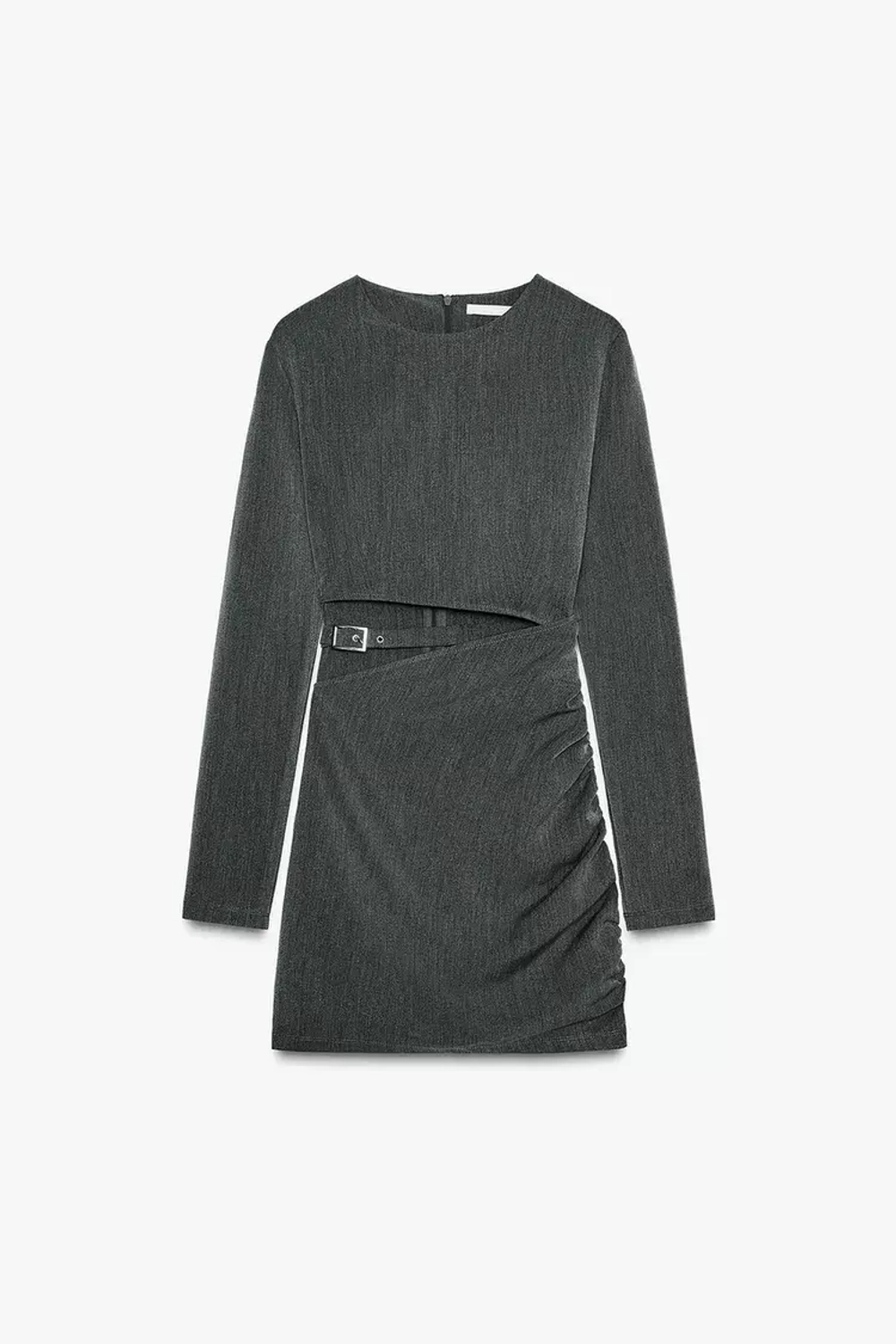 ZARA ПЛАТЬЕ С ВЫРЕЗАМИ И ХЛЯСТИКОМ, СЕРЫЙ
