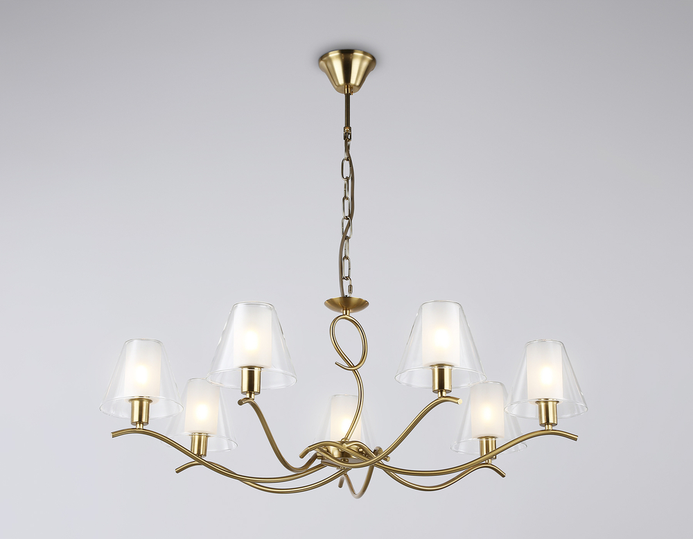 Светильник подвесной LH57093/7 BS/FR латунь/белый матовый E14/7 max 40W D840*790