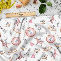 Ткань оксфорд 210 зайцы с надувными кругами