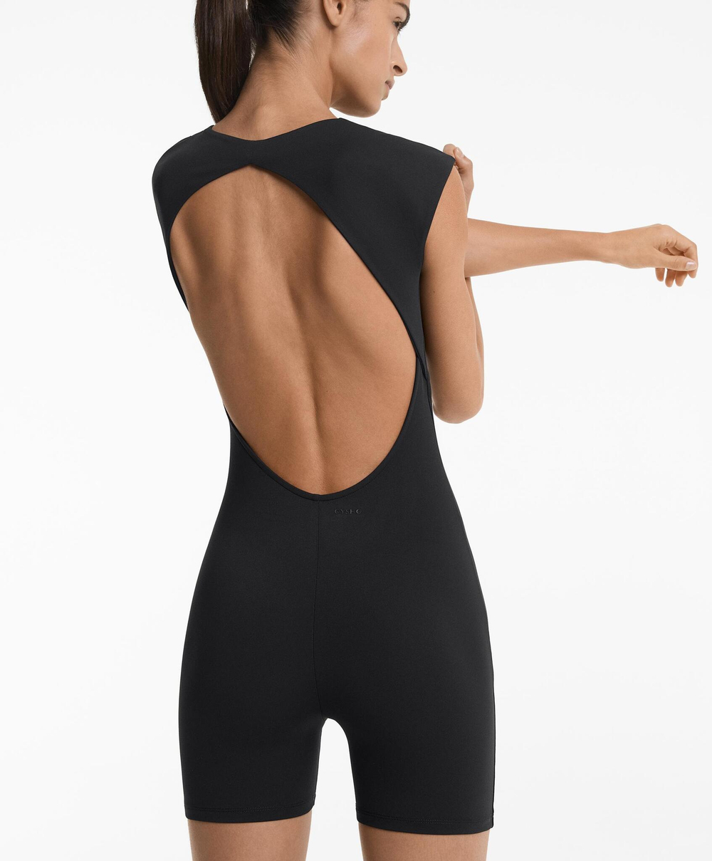 Oysho Короткий комбинезон Comfortlux с открытой спиной, черный