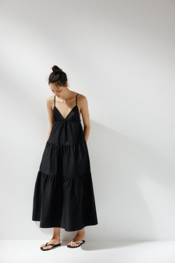 ZARA ПЛАТЬЕ МИДИ, ЧЕРНЫЙ