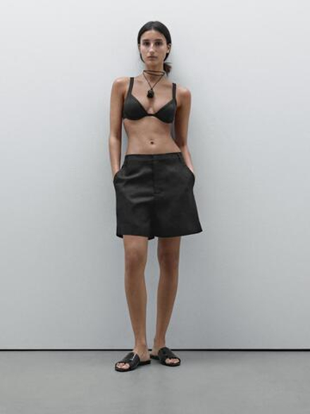 Massimo Dutti Топ бикини на косточках, черный