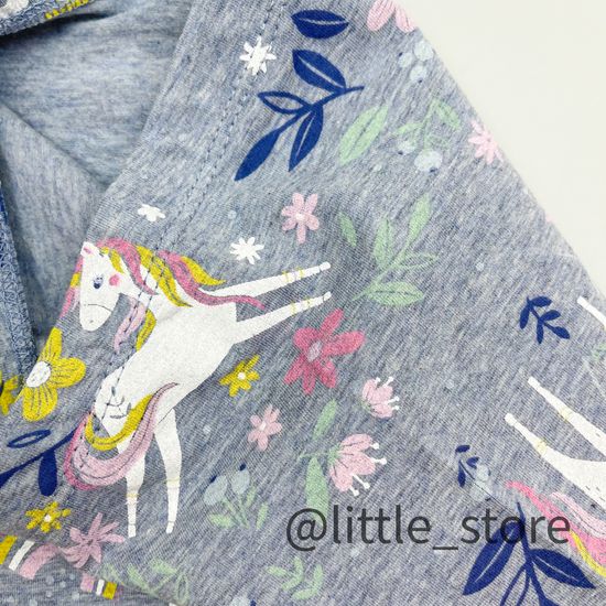 Бриджи "Единороги в цветах" хлопковые, серо-голубые