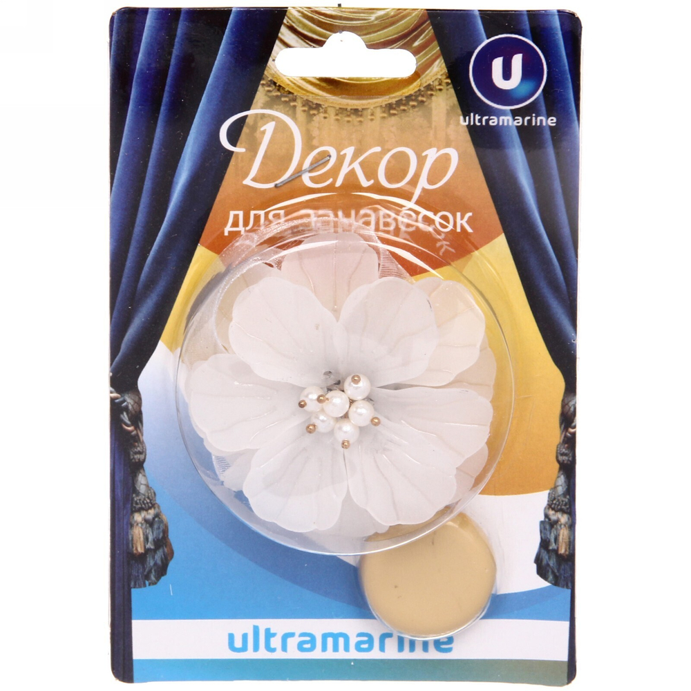 Подхват для штор на магните «Орхидея белая» 6см S1446 Ультрамарин