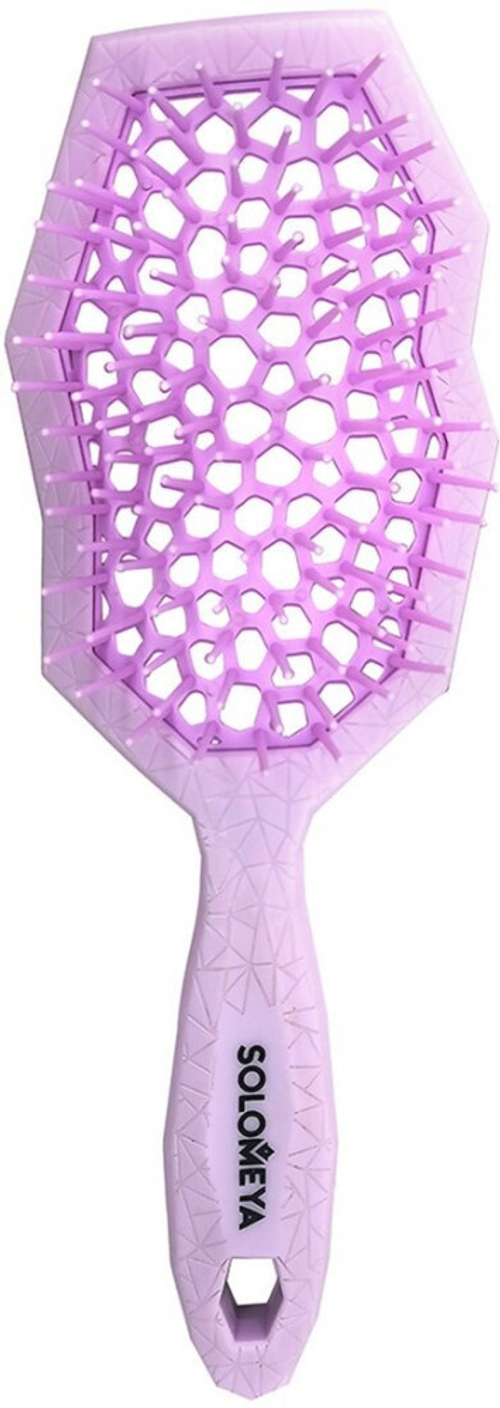 Solomeya Массажная расческа для сухих и влажных волос с широкими зубьями сиреневая