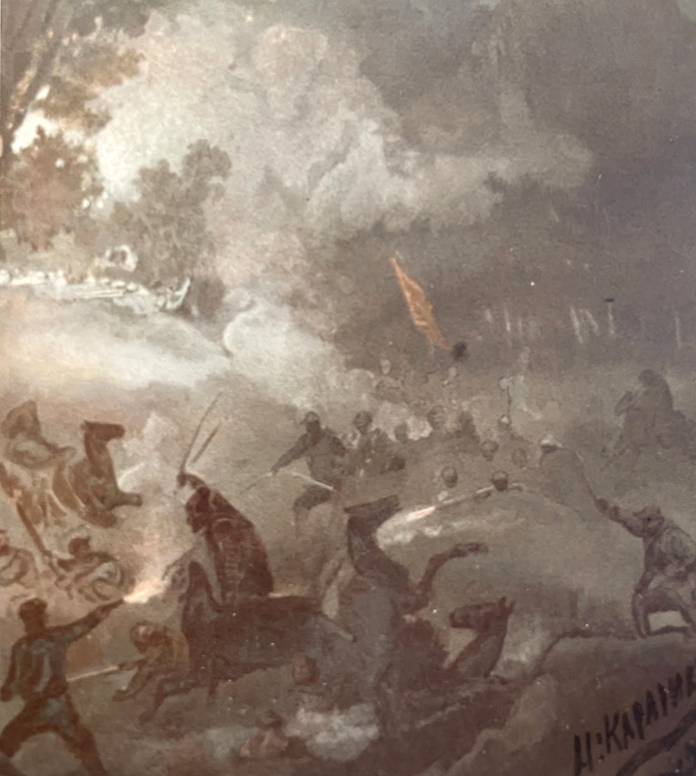 Н. Н. Каразин (1842–1908)  Сражение под Чандыром 16 июня 1873 года. Литография. 1880-е.