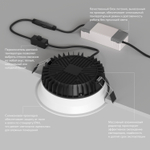 DK2451-WH Встраиваемый влагозащищенный светильник TRIM, 18 Вт LED 3000-4000-6500K, IP44, белый, алюминий, акрил