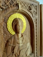 Освященная Икона Пантелеймона Целителя 23.5х18 см из дуба