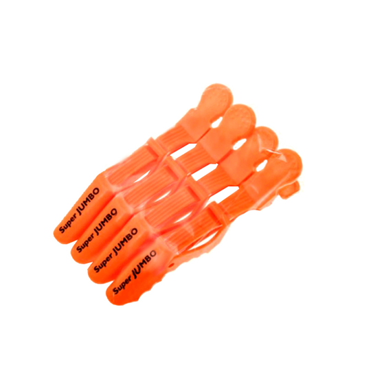 Зажимы для волос усиленный Harizma JUMBO, 14см, оранжевый, 4шт (h10986-09)