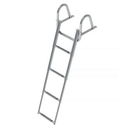 Трап телескопический с поручнем, 4 серых ступеней (ширина 350 мм.)