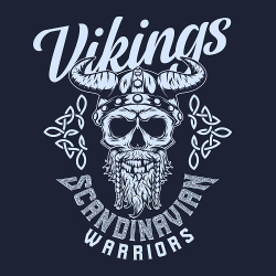 принт Vikings Scandinavian Warriors голубой для темно-синей футболки