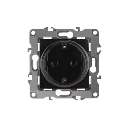 Розетка ЭРА Серия 12 12-2001-06 с заземлением 2P+E Schuko 16A-250В IP20 без м.лапок чёрный