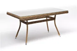 "Латте" плетеный стол из искусственного ротанга 140х80см, цвет соломенный, высота 65 см