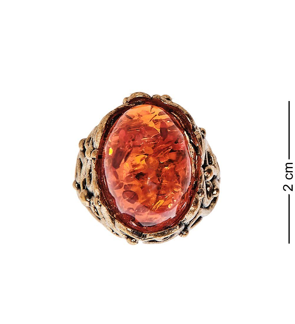AM-2427 Кольцо «Винтажное» (латунь, янтарь)