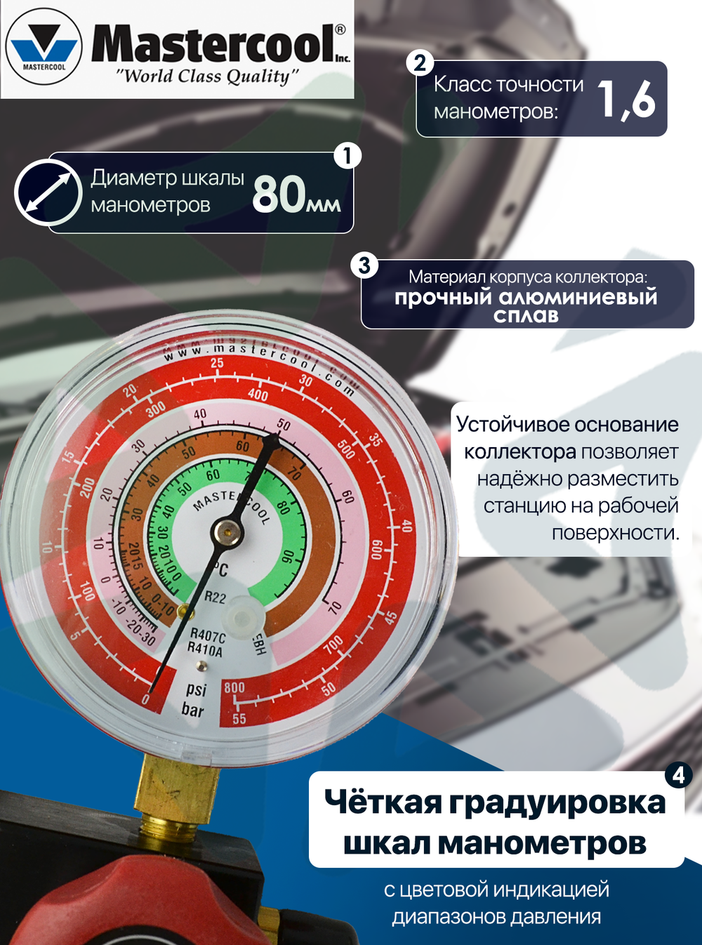 Манометрическая станция 93661-EB (2-х вент.коллектор и три шланга длиной 1,5 м)