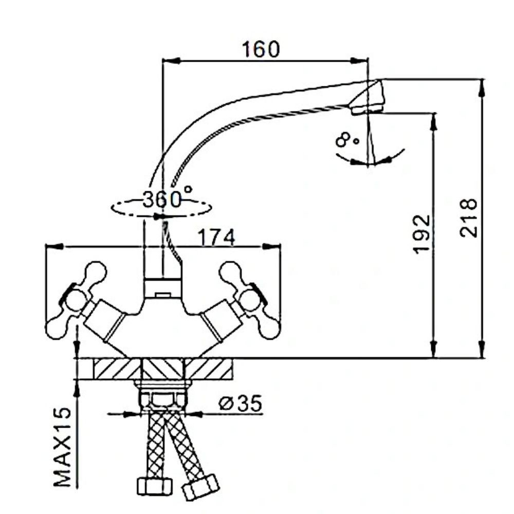 Смеситель для кухни, Frap, с кран-буксой, чер, F5408-7
