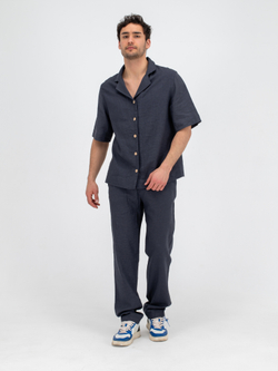 Костюм льняной с брюками. Графит