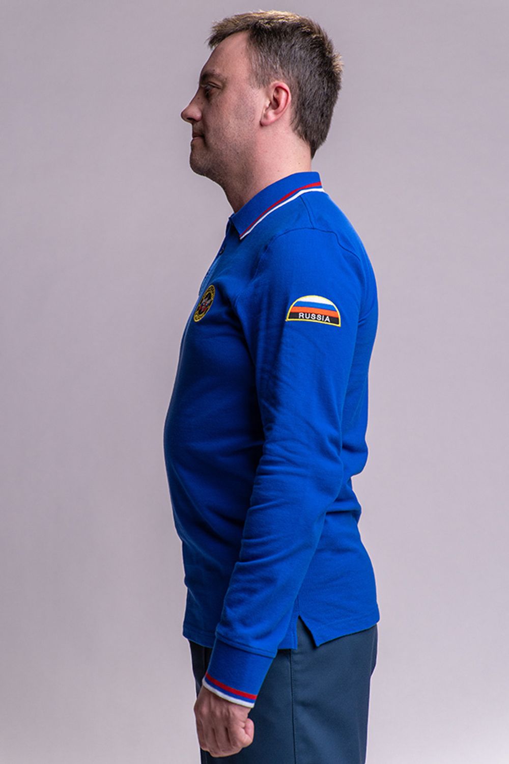 Рубашка-поло мужская МЧС длинный рукав (без фальш-погон) цв. василек