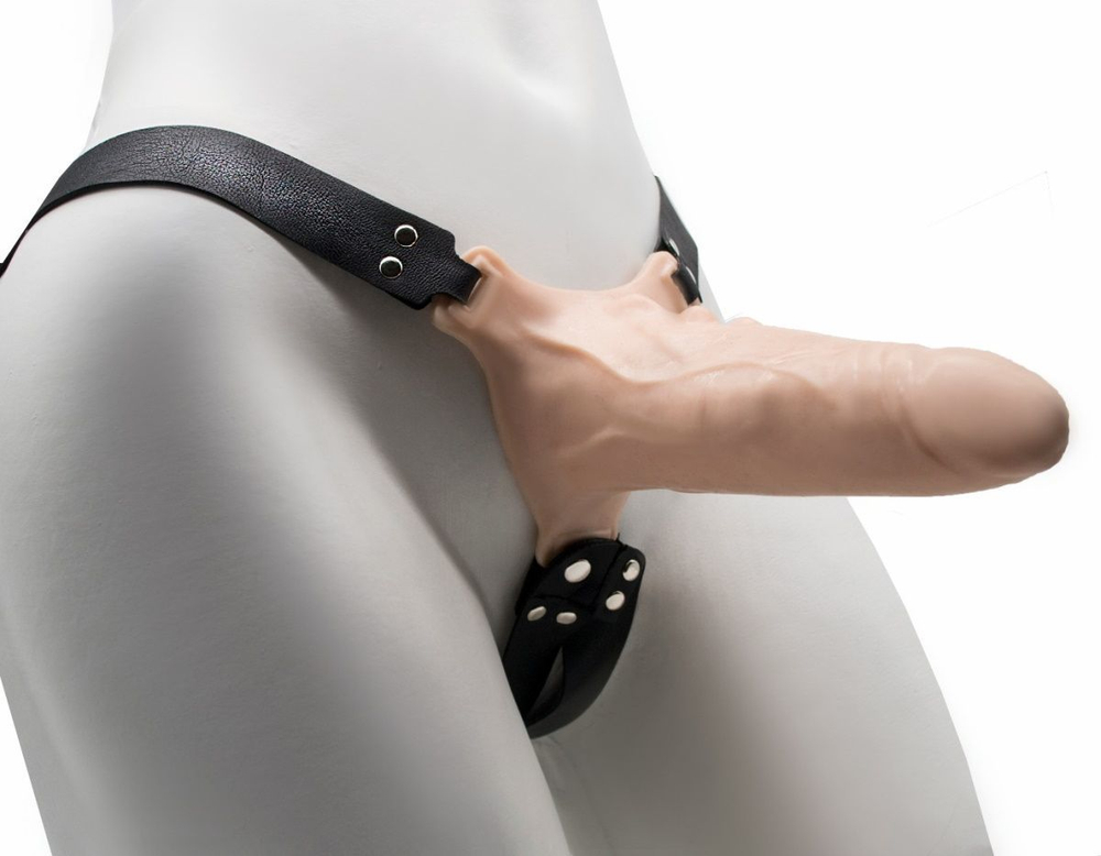 Пустотелый фаллопротез LOVETOY с бондажным поясом, 18 см