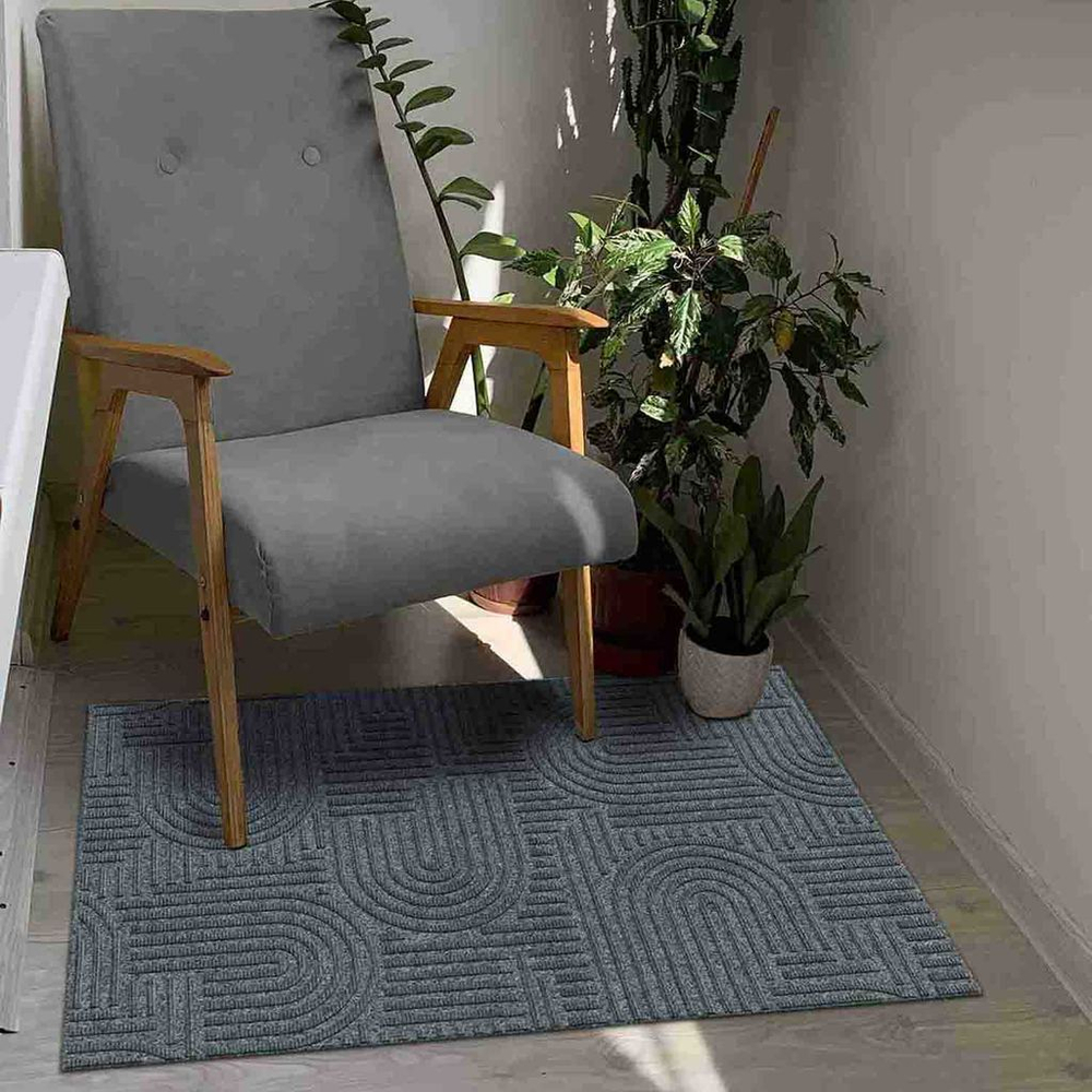 Коврик влаговпитывающий "Лабиринт" 50*100 см серый, ворс 5мм