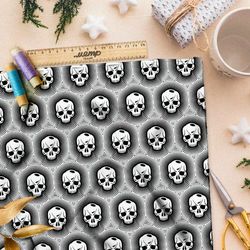 Ткань атлас чёрно-белые печати с черепами