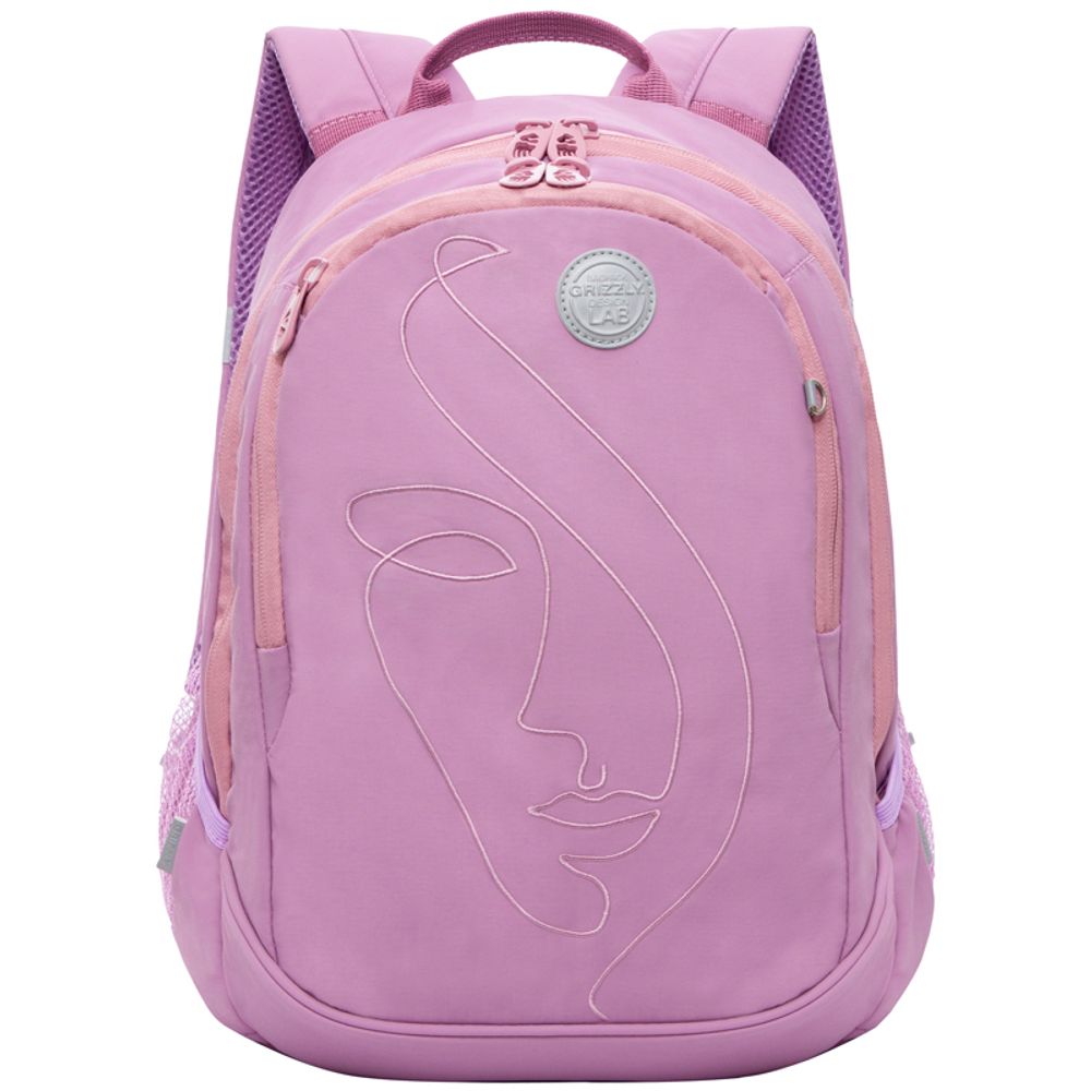 Рюкзак Grizzly, 29*40*20см, 2 отделения, 3 кармана, анатомическая спинка, розовый